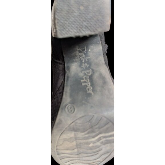 VTG Y2K Womens 8M Black Chunky Heel Ankle Boots Zip Up Gothic Grunge Punk Rock - Picture 8 of 11